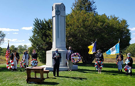 Descendants of Patriots gathered at the Monument to the Unknown American Dead on Sunday, September 20, 2020.