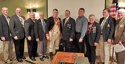 L-R Former VPG Peter Goebel, President Douglas Gallant, 1st Vice President Patrick Reilly, Treasurer David Flint, 2nd Vice President Michael Companion, Historian Karl Danneil, Secretary Mark Meyers, Registrar Thomas Dunne, Genealogist Dennis Marr, Empire State Society President Duane Booth