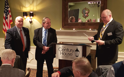 (L-R)New members Richard Beckwith and Robert Wubbenhorst are recognized by Past-President Gallant