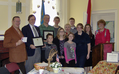 Schuyler Society members and officers with Karl Danneil, Dennis F.M. Marr, Richard Fullam, Eleanor Morris and Johanna Shogan