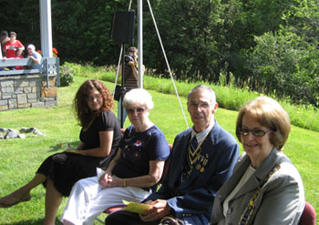 (l-r) Danielle McMullen, our vocalist with a beautiful voice and a great personality; Friends of Saratoga Battle field representative and one our favorite cookie bakers Doris Olszewski; Chapter President George Ballard (also a great cookie baker); DAR Chapter Regent Marion Walter and wife of our Charles Walter - a great lady!