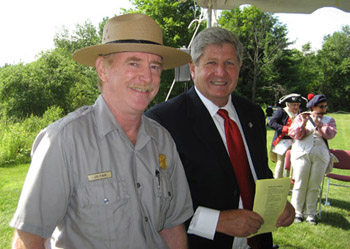 (l-r)  Newly promoted SNHP Superintendent Joseph Finan (Congrats Joe) with Assemblyman Roy J. McDonald of the 112th Assembly District. Both of these men have been involved with this event from the start and Roy always looks forward to being with us know matter how busy he is.