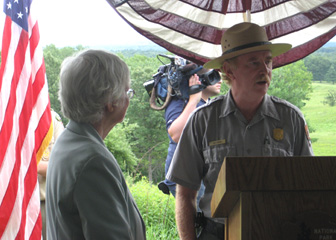 Joe Finan presenting Nancy Ballard with certificate - Photo courtesy of Duane Booth