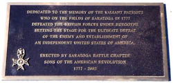 SAR Monument, plaque detail - Saratoga National Cemetery, photo: Dennis Marr