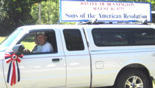 Walloomsac Battle Chapter President John Sheaff and Harold Owen - Nice job decorating your truck John! - Photo by Duane Booth