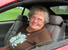 Carol Slocum relaxes in her 'Red Pony'