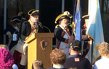 SBC 2nd Vice President Mike Companion reading the list of American units engaged at the Battles of Saratoga