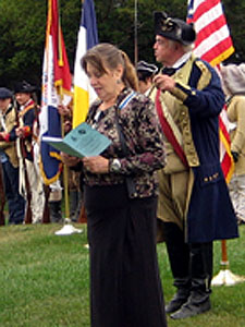 Andrea Hyde, Chaplain, Saratoga Chapter, NSSAR gives the invocation