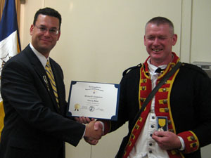 Tivo presents Mike with the Society's Liberty Medal and Certificate