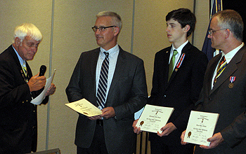 ESS President Booth installs new members John Dohring, Christopher Oxaal and Steven Fullam (Rich Fullam standing in)