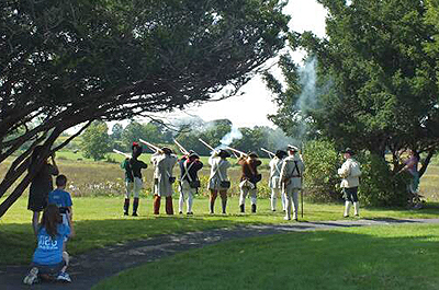 The Ohio Society SAR members providing the musket salute.