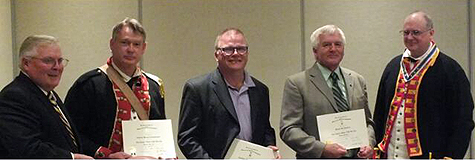 L to R 1st Vice President Patrick Reilly, 2nd Vice President Michael Companion (accepting for Andrew Companion), Gardner Gurney, David Perkins, President Douglas Gallant