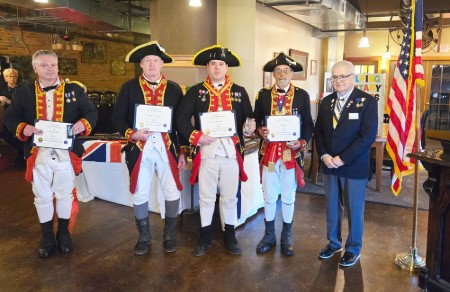 Members of the 2nd Continental Artillery Regiment received the Sons of the American Revolution 250th 
										Anniversary Silver Medals and Certificates during the September 15, 2024 meeting.