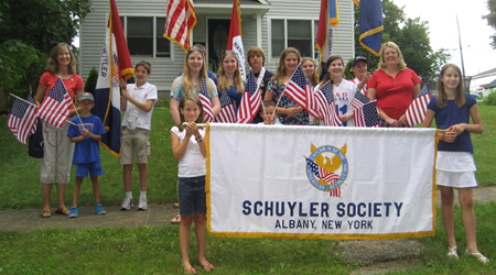 Members of the Schuyler Society, CAR in the parade staging area
